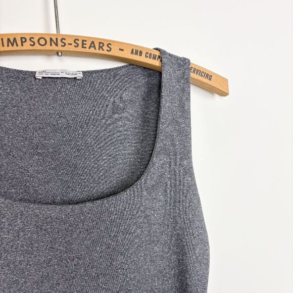 ZARA Collection Womens Grey Contour Ribbed Tank Top Sleeveless Size Small - Picture 3 of 3